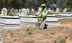 Hatay Büyükşehir Belediyesi, mezarlıklarda temizlik ve bakım çalışması yaptı