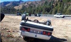 Andırın–Göksun Yolunda Otomobil Takla Attı