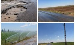 Ceylanpınar'da yola taşan sulama sularına ceza uyarısı