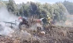 Erzin’de otluk alanda ve traktörde yangın çıktı