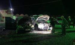 Antalya'da otomobil galerisindeki 6 aracın kundaklandığı anlar güvenlik kamerasında