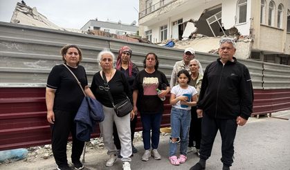 Mersin'de bina yıkımı sırasında hasar gören yandaki apartmanın sakinleri çözüm bekliyor