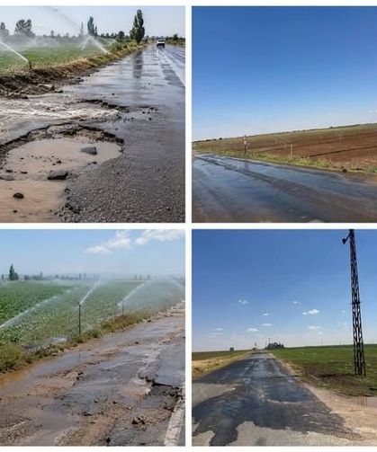 Ceylanpınar'da yola taşan sulama sularına ceza uyarısı