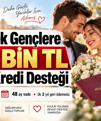 Evlenecek Gençlere 250 Bin TL Faizsiz Kredi Desteği