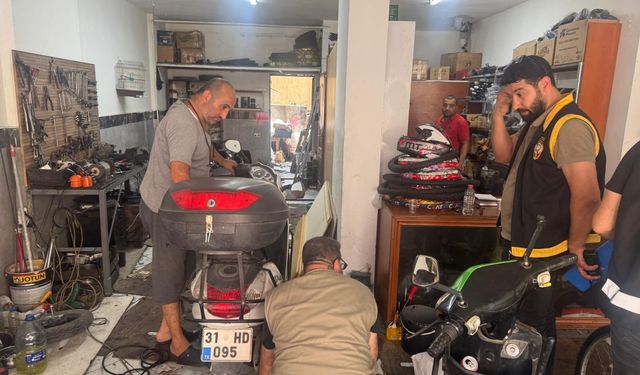 İskenderun'da motosiklet tamircilerine denetim yapıldı