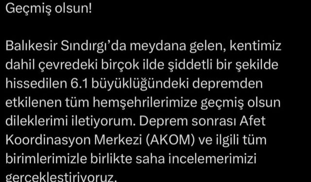 Başkan Bozbey’den Deprem Mesajı: “Temennimiz, Herhangi Bir Olumsuzluğun Yaşanmamış Olması”