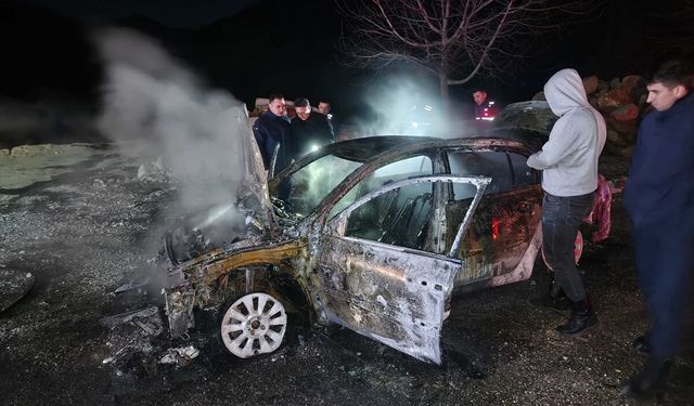 Adana'da yangın çıkan otomobil kullanılamaz hale geldi