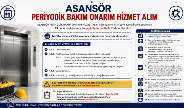 Asansör Periyodik Bakım ve Onarım Hizmeti İçin İhale İlanı