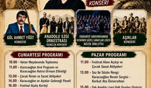 Düziçi Karacaoğlan Kültür ve Sanat Festivali Başlıyor