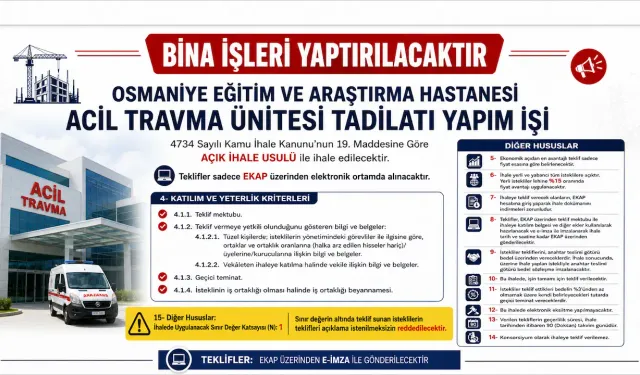Osmaniye’de Sağlık Altyapısına Yeni Tadilat İhalesi