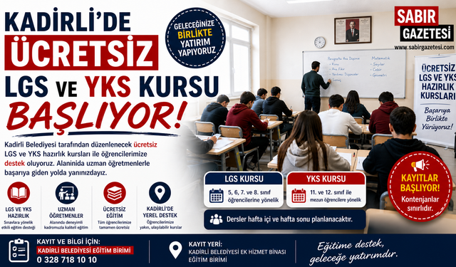 Kadirli’de ücretsiz LGS ve YKS kursu başlıyor