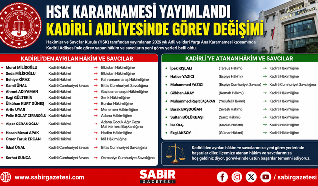 Kadirli Adliyesinde Görev Değişimi