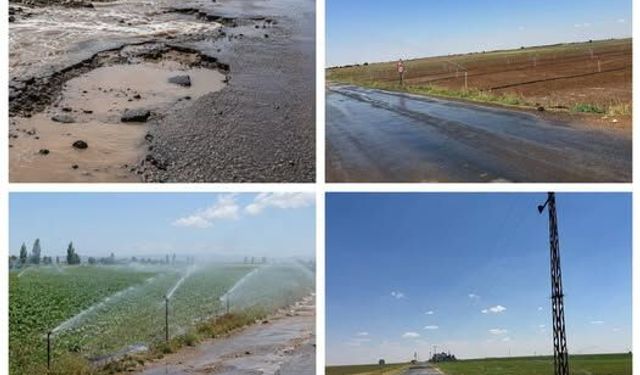Ceylanpınar'da yola taşan sulama sularına ceza uyarısı