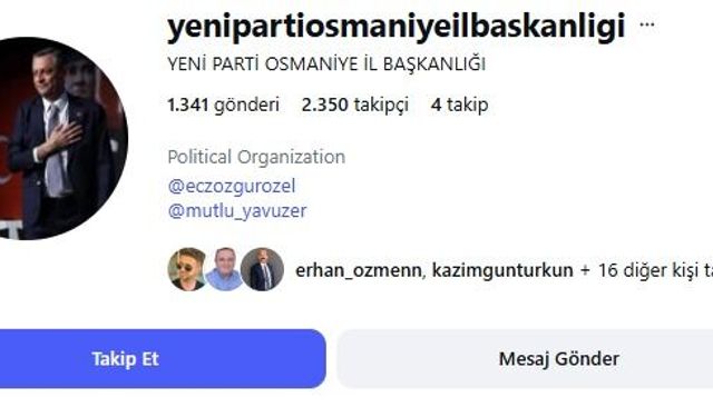 CHP'nin Eski Hesabı "Yeni Parti Osmaniye" Oldu