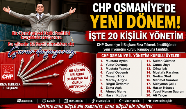 CHP Osmaniye'de Yeni Dönem! İşte 20 Kişilik Yönetim