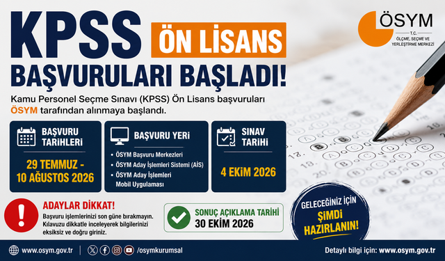Memur Adayları Dikkat!  Önlisans KPSS Başvuruları Açıldı