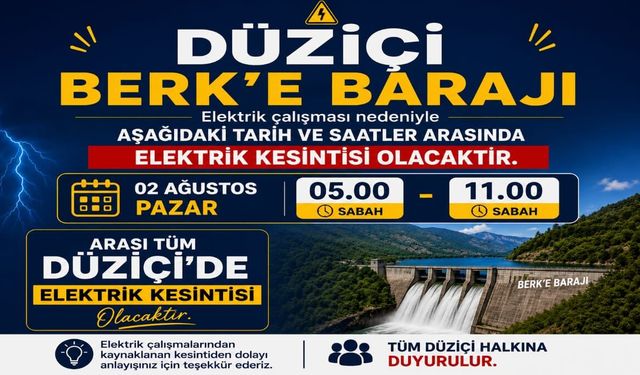 Düziçi Genelinde Elektrik Kesintisi! İşte Saatler