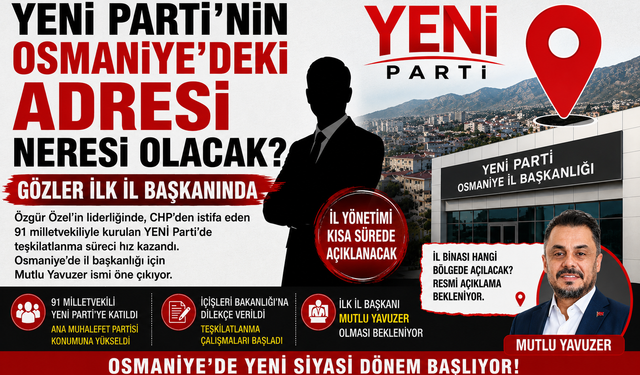YENİ Parti'nin Osmaniye'deki Adresi Neresi Olacak?