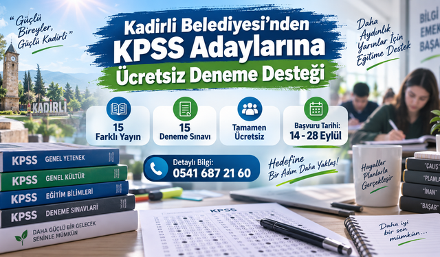 Kadirli Belediyesi’nden KPSS Adaylarına Ücretsiz Deneme Desteği
