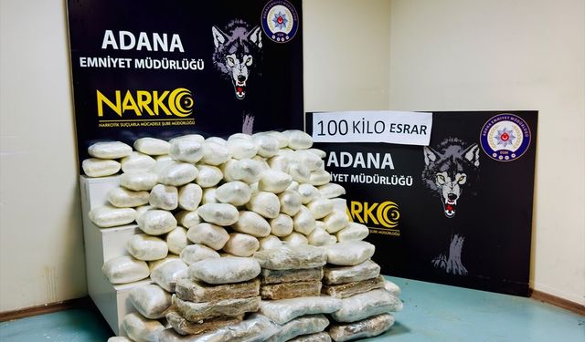 Adana'da 100 kilogram esrar ele geçirilen operasyonda 3 şüpheli tutuklandı