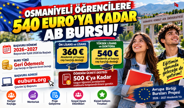 Osmaniyeli Öğrencilere 540 Euro'ya Kadar AB Bursu!