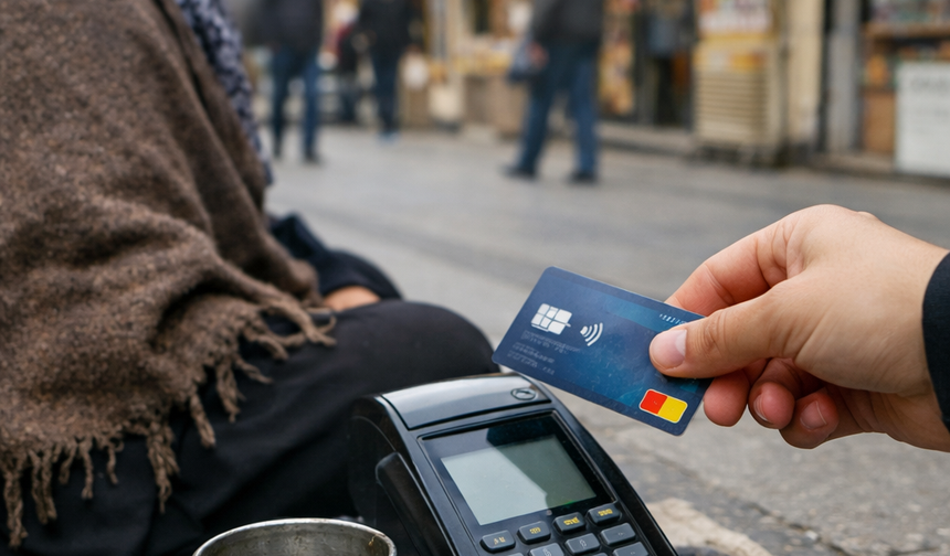 POS’lu dilenci şaşırttı