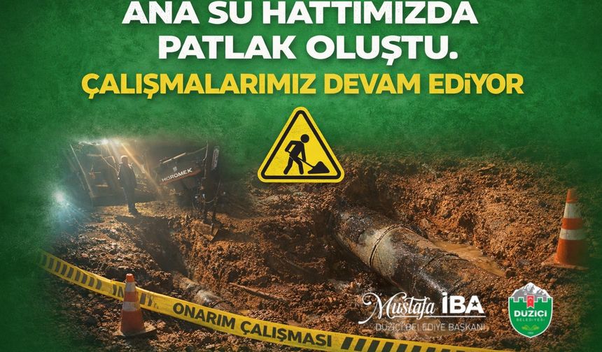Düziçi Belediyesi Su Arızasına Anında Müdahale Ediyor