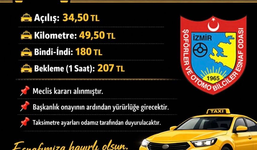 İzmir'de taksilerin indi bindi ücreti 180 lira oldu