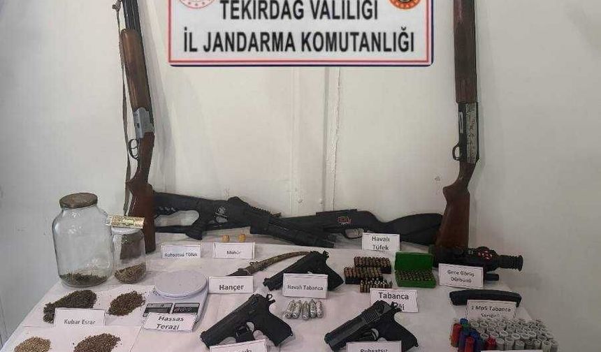 Şarköy'de jandarmadan operasyon: Uyuşturucu, silah ve kaçak içki ele geçirildi