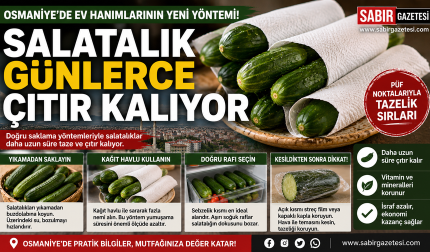 Osmaniye’de Ev Hanımlarının Yeni Yöntemi! Salatalık Günlerce Çıtır Kalıyor