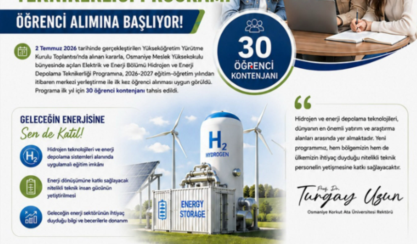 OKÜ'de hidrojen ve enerji depolama programı açılıyor başladı