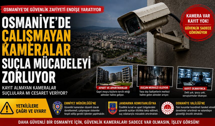 Osmaniye'de Çalışmayan Kameralar Suçla Mücadeleyi Zorluyor