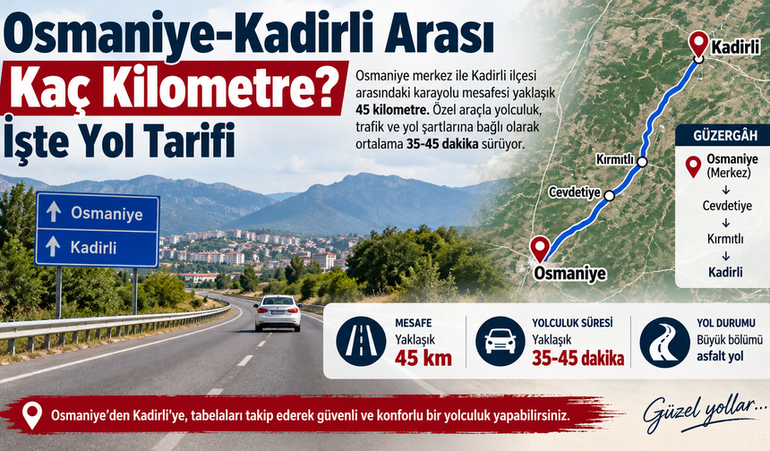 Osmaniye-Kadirli Arası Kaç Kilometre? İşte Yol Tarifi