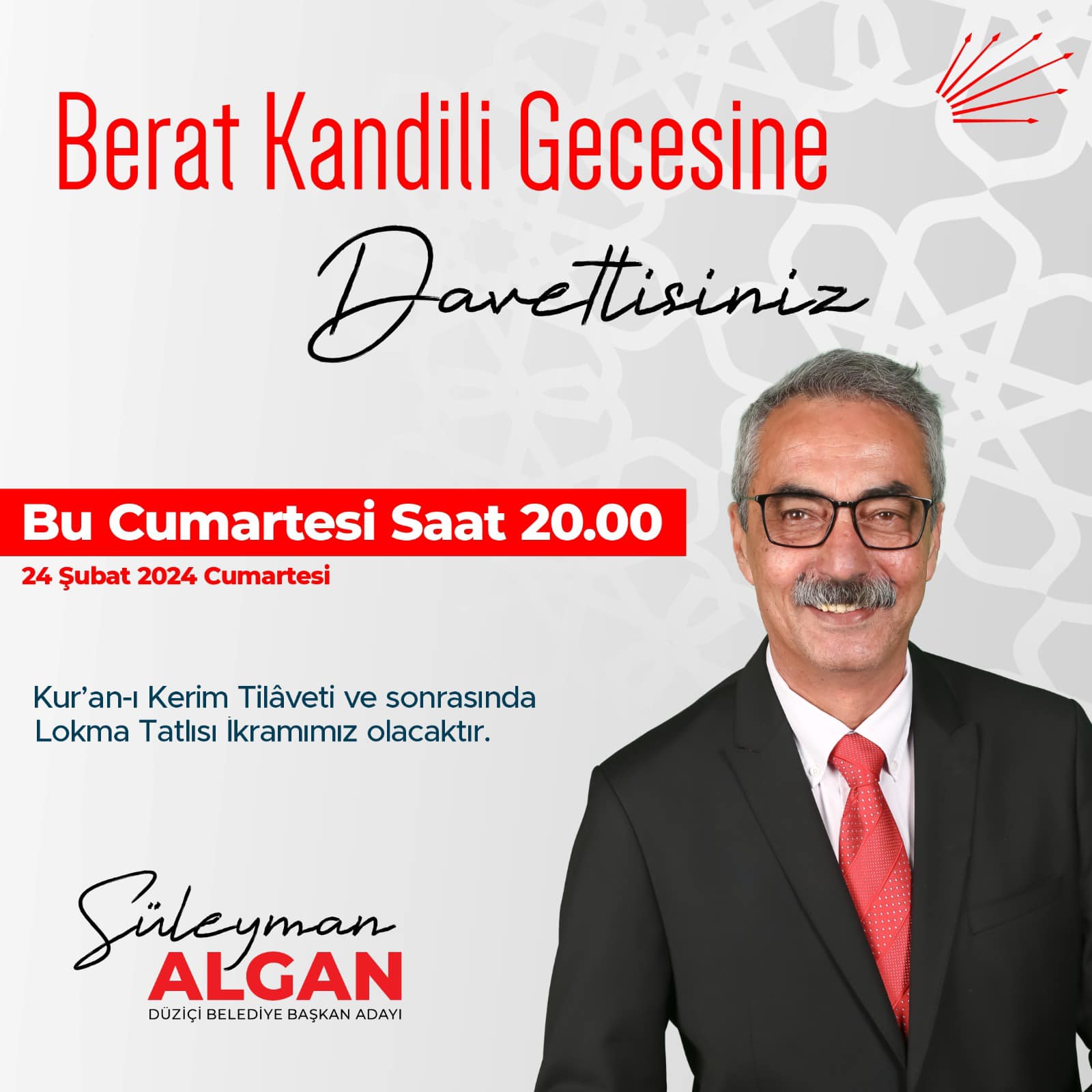 Berat Kandili’nde Süleyman Algan’la Buluşma Programı