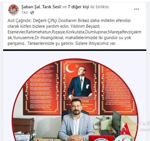 Yıldırım Beyazıt Mahallesi Muhtarı Şaban Şal’dan Acil Yardım Çağrısı Su Sıkıntısı Nedeniyle Perişanız!