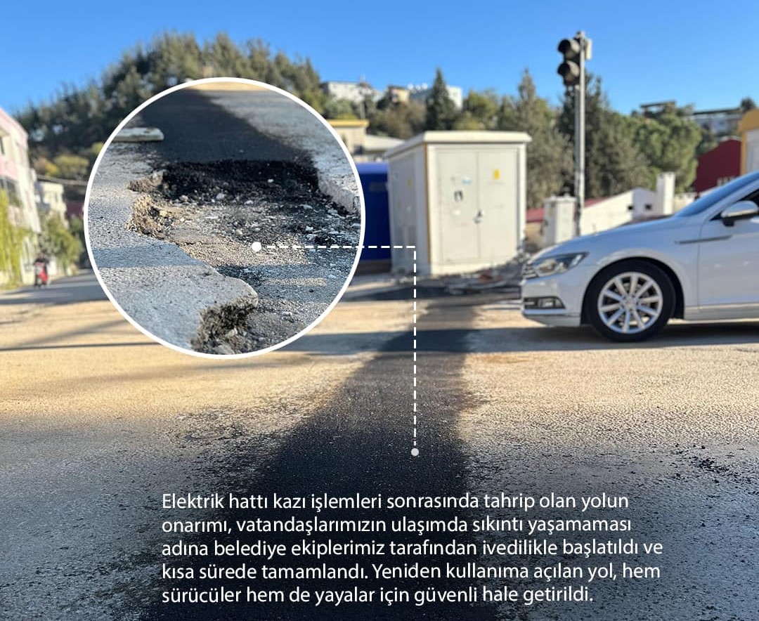 Bahçe Belediyesi Okullar Kavşağı’ndaki Yol Onarımını Tamamladı (2)