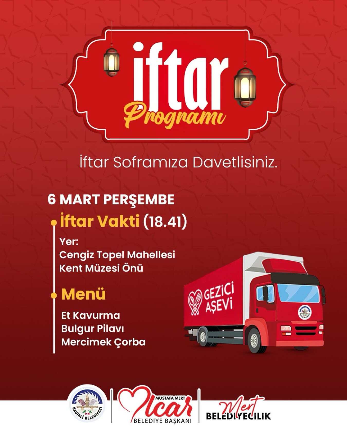 Kadirli Belediyesi’nden Cengiz Topel Mahallesi’nde İftar Sofrası