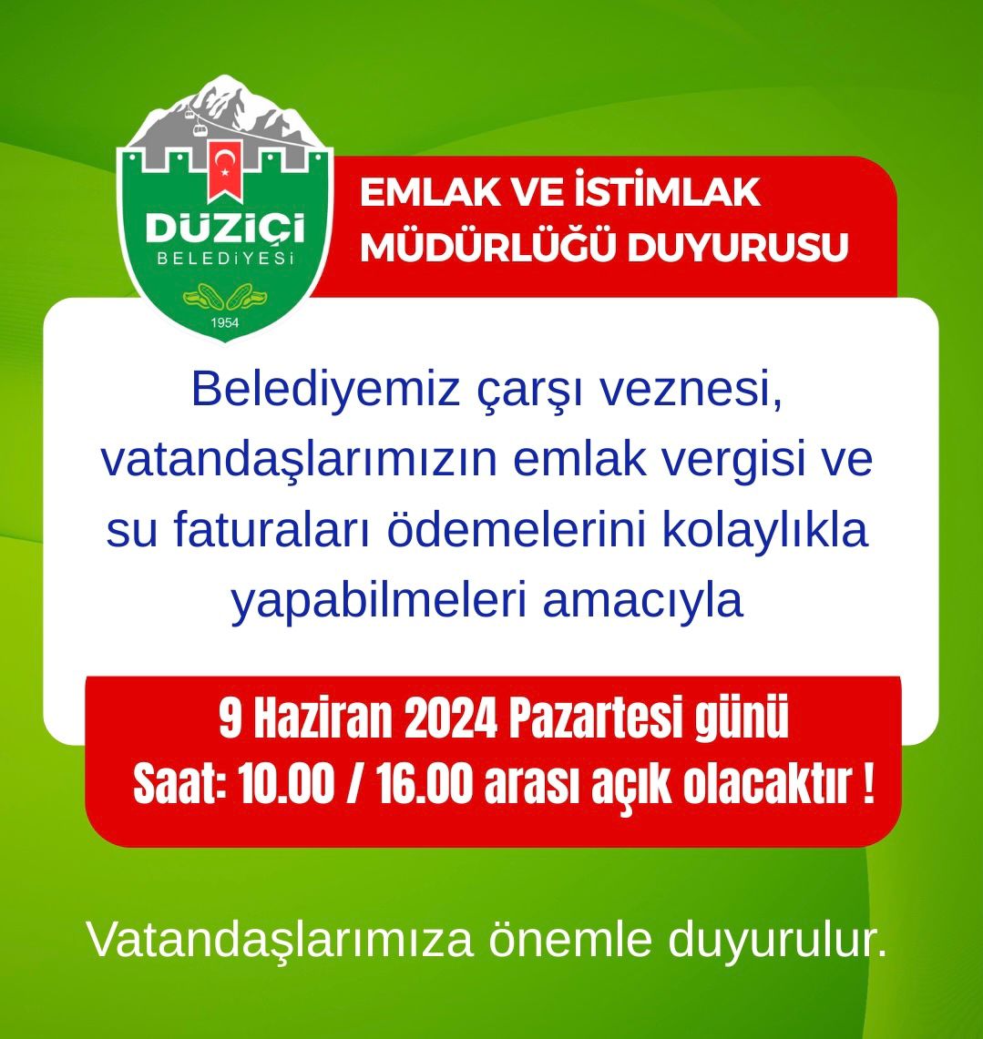 Düziçi Belediyesi Veznesi Bayramda Açık Mı