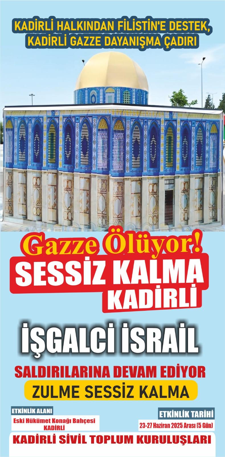 Kadirli’de Gazze İçin Dayanışma Çadırı