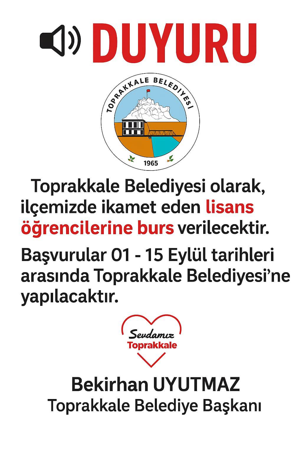 Toprakkale Belediyesi’nden Üniversite Öğrencilerine Burs Desteği