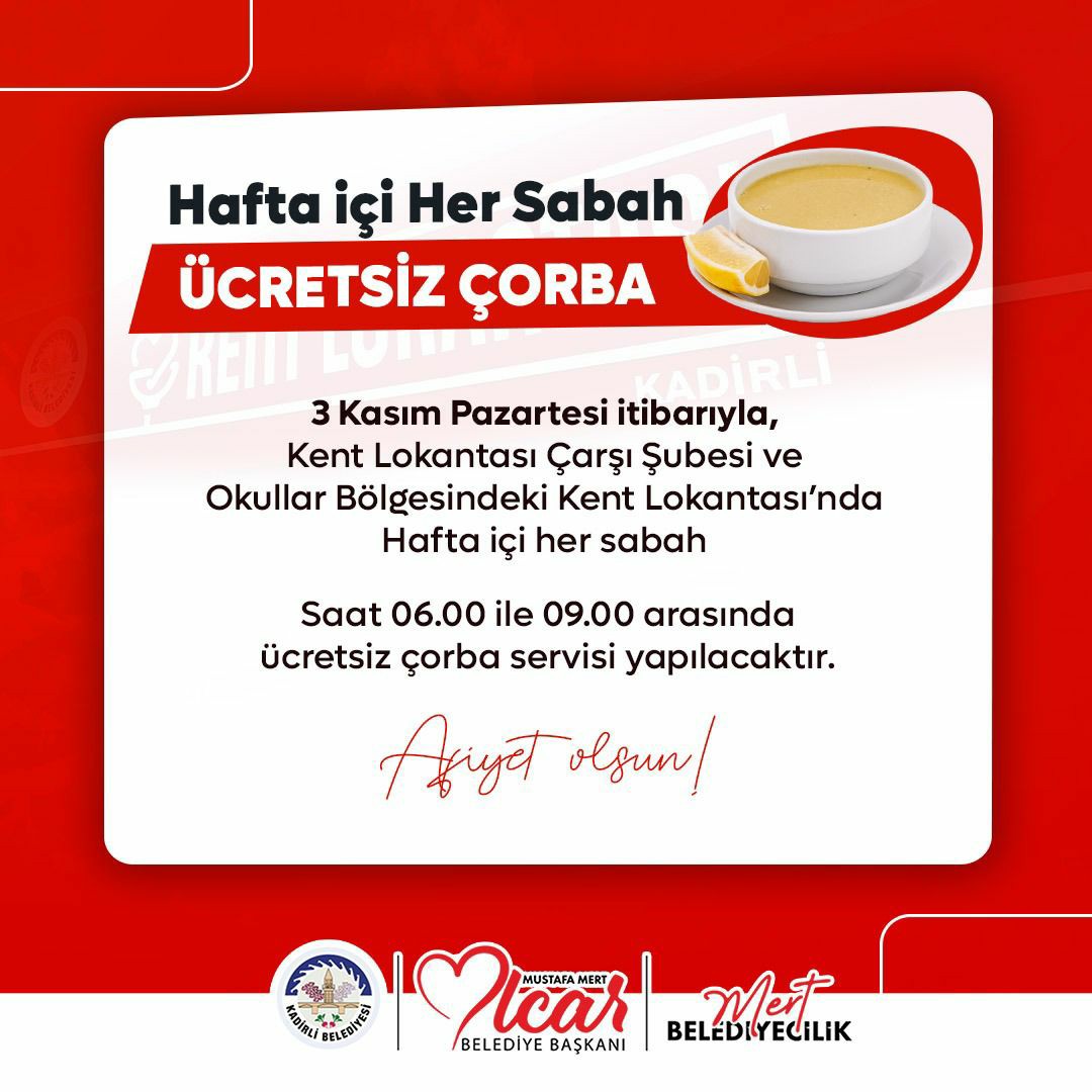 Kadirli’de Ücretsiz Çorba İkramı 3 Kasım’da Başlıyor2