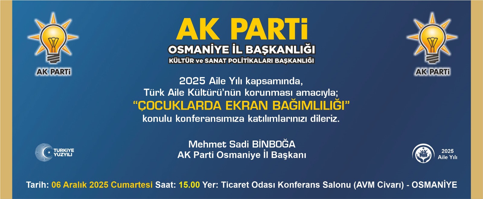 Osmaniye’de “Çocuklarda Ekran Bağımlılığı” Konferansı Düzenlenecek