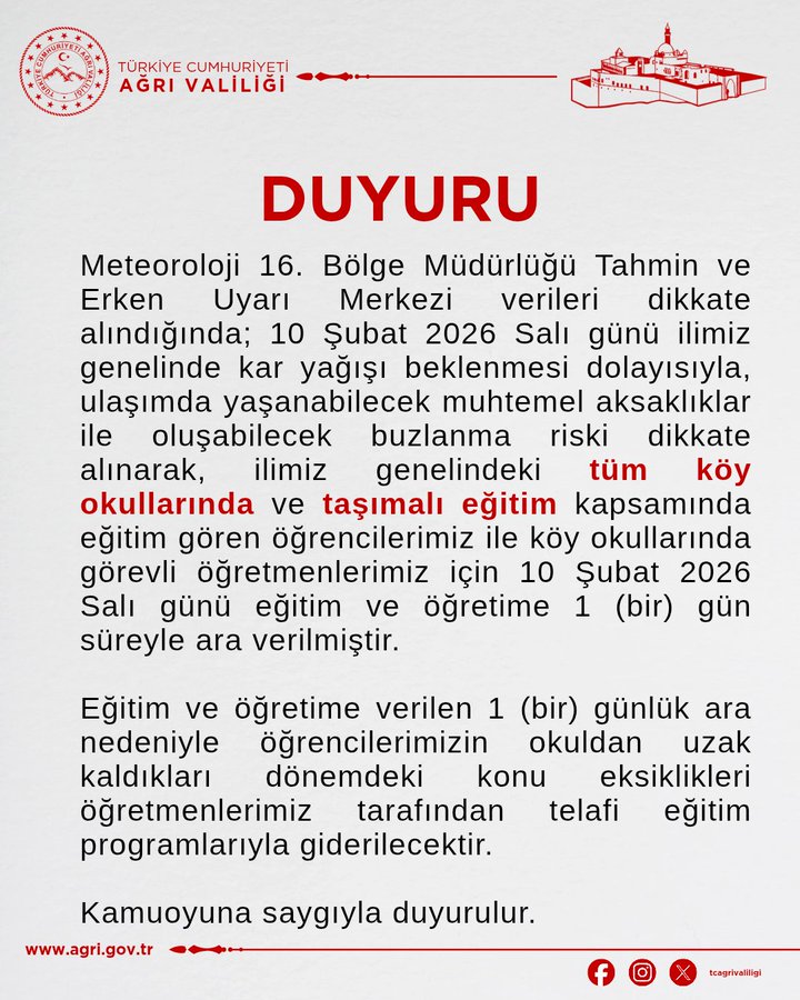 10 Şubat’ta Hangi Illerde Okullar Tatil Edildi5