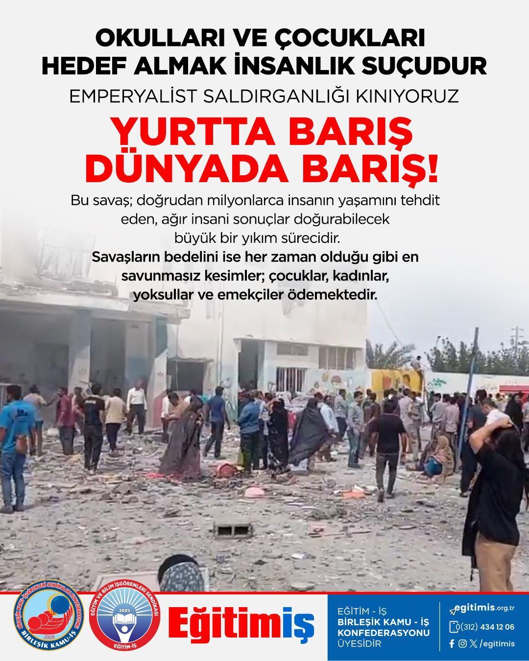 Eğitim İş Başkanı Yücel “Savaşın Bedelini Çocuklar Ödüyor”