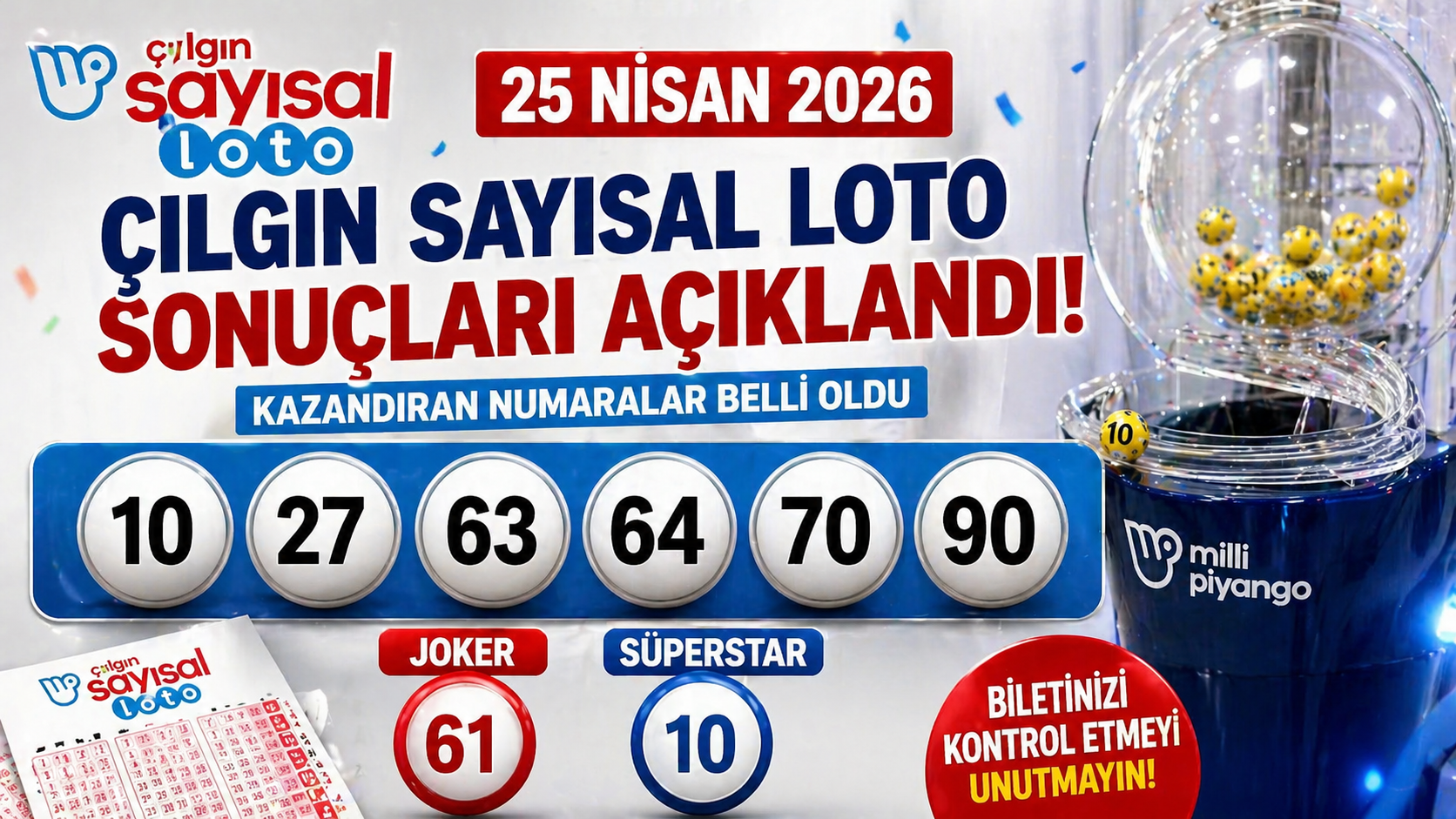 14 Eylül 2026 Çılgın Sayısal Loto Sonuçları Belli Oldu