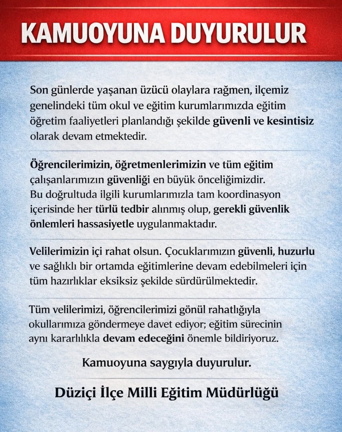 Düziçi’nden Velilere Güvence Güvenlik Önlemleri Artırıldı