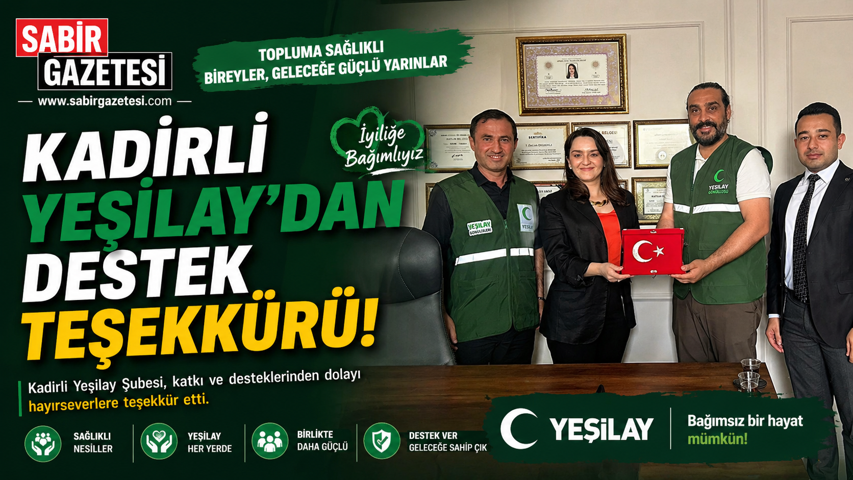 Kadirli Yeşilay’dan Destek Teşekkürü
