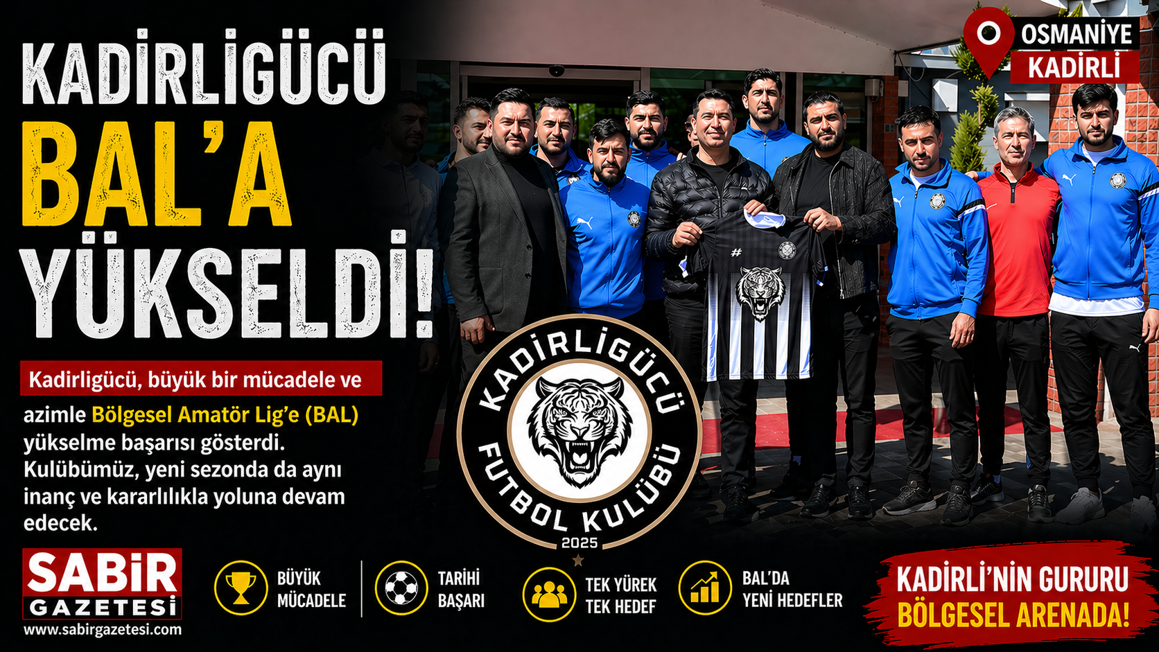 Kadirligücü BAL’a Yükseldi: Başkan Olcar’dan Tebrik Mesaj