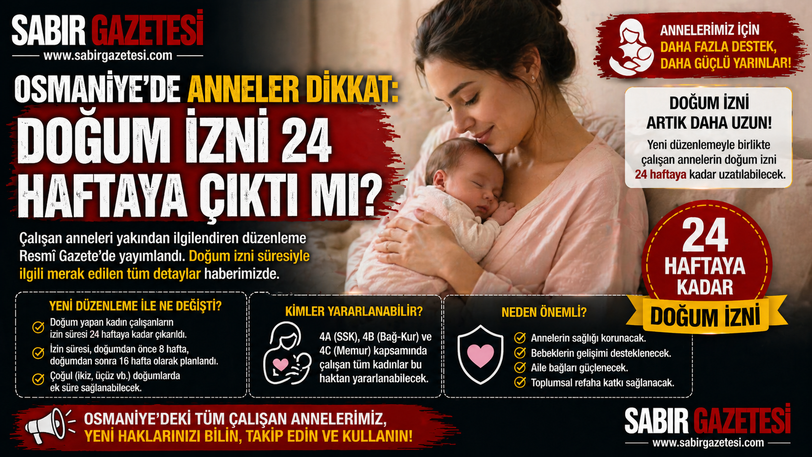 Osmaniye’de Anneler Dikkat: Doğum İzni 24 Haftaya Çıktı mı?