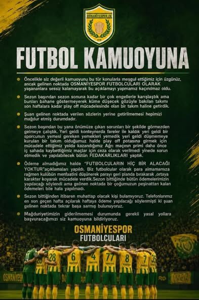 3. Lig Ekibi Osmaniyespor’da Kriz Derinleşti